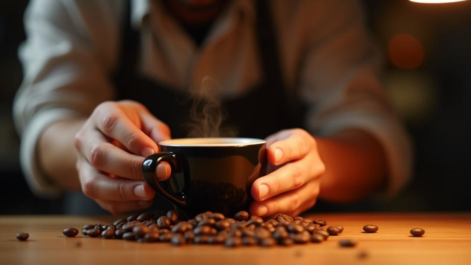 Kép egy kézzel válogatott specialty kávébabokat vizsgáló baristáról